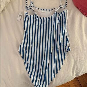 Old Navy Blue and White Striped Swimsuit